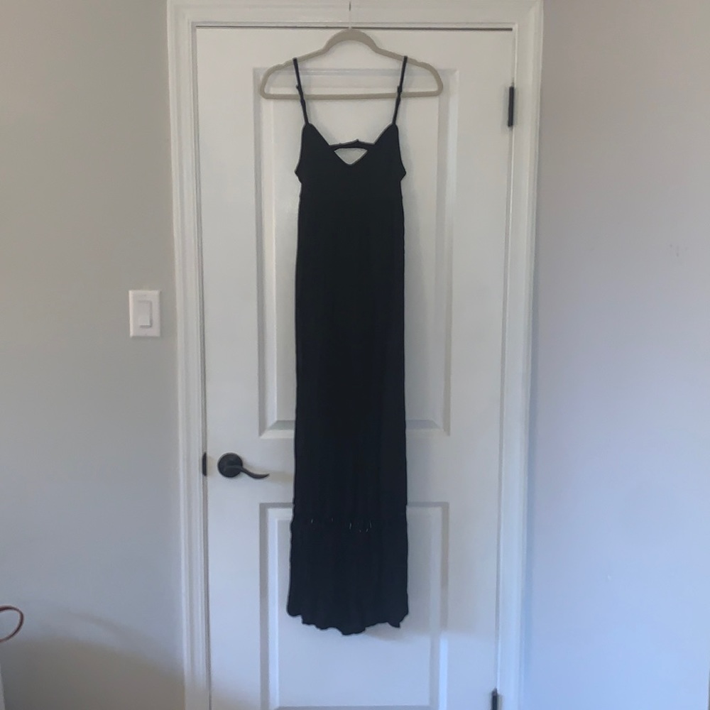RVCA long black spaghetti strap dress